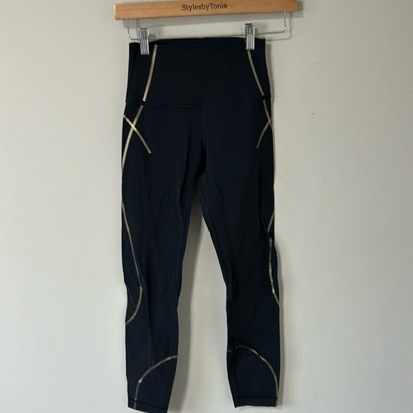 LULULEMON Align High Rise Crop Legging Gold French Press Limited Addition Sz 4 - Picture 2 of 12